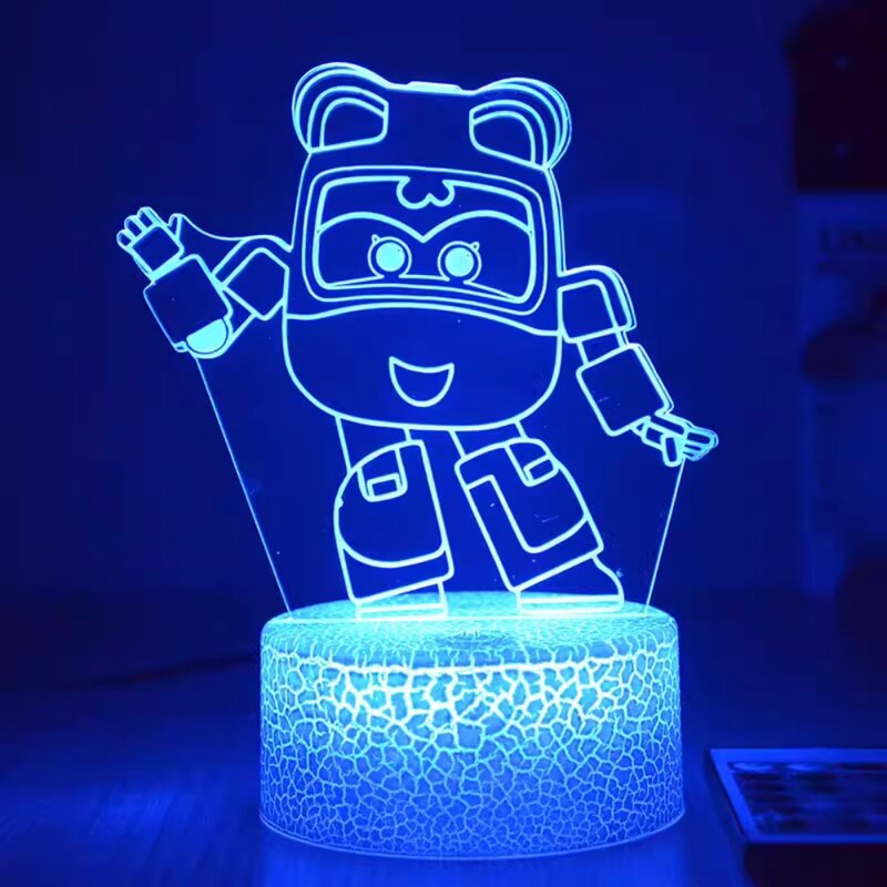 Luz de noche 3D de Anime, lámpara de mesita de noche voladora, superala fresca, 3/7/16 colores cambiables para habitación de niños, lámpara de escritorio para dormitorio