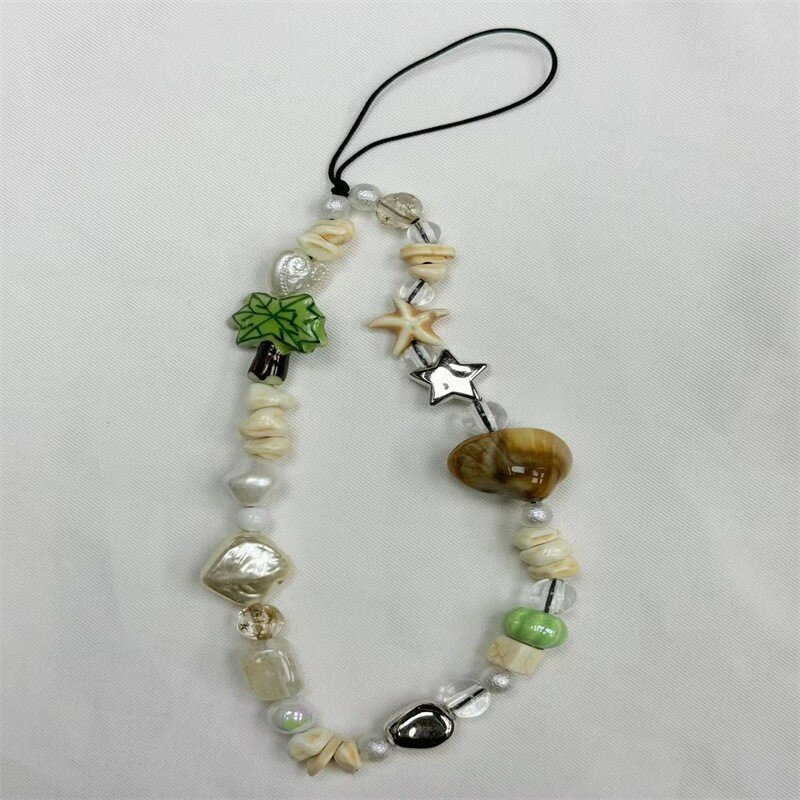 New Summer Acrylic Shell Shape Phone Chain Keychain Anti-Lost Telephone Hanging Cord For Women Cellphone Chain Lanyard Jewelry ﻿