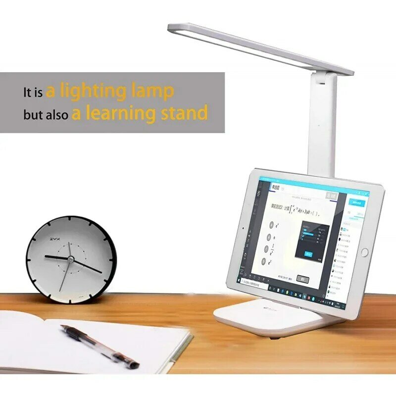 Wewdigi Led Bureaulamp Met Instelbaar Helderheidsniveau Voor Oogbescherming, Aanraakbediening, Usb Opladen, Wit