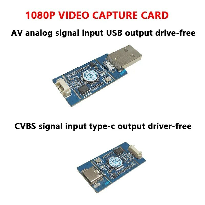CVBS ke USB Capture AV CVBS sinyal Analog S-VIDEO sinyal ke USB Digital, modul Motherboard TYPE-C Driver-free 1080P
