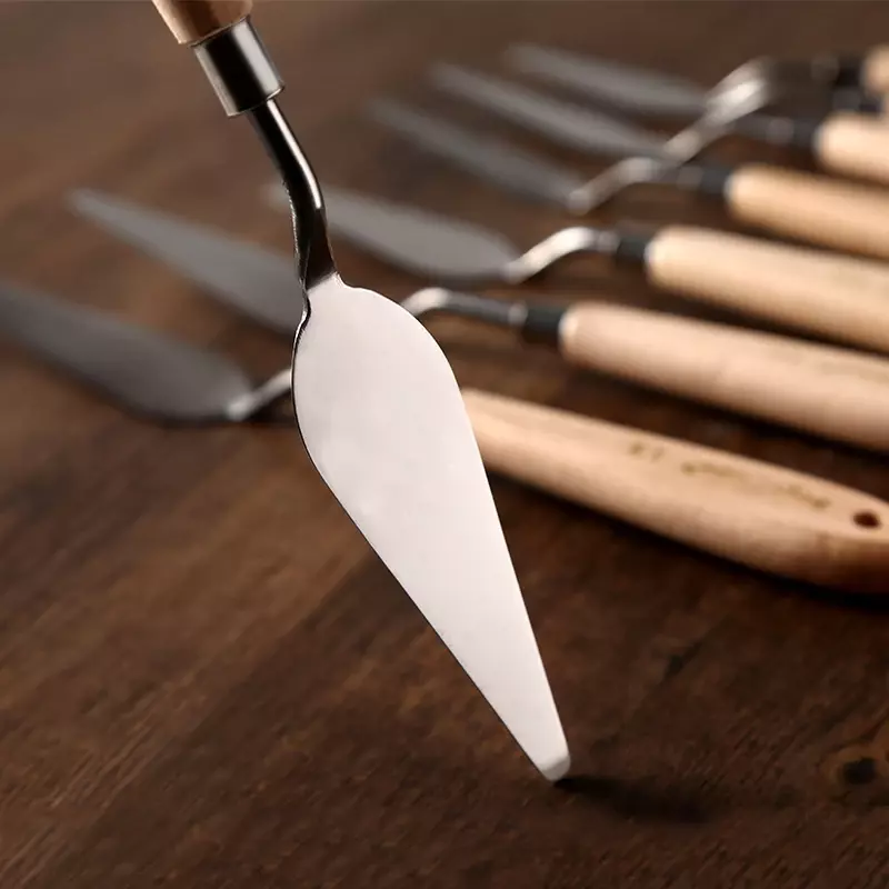 Палетка нож для рисования из нержавеющей стали лопатка палитра нож масляная краска металлические ножи деревянная ручка FC