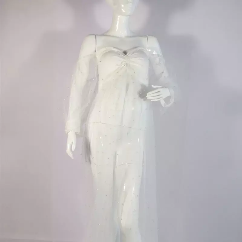 Vestido de maternidade, tule transparente, vestido de gravidez pérola, roupas sexy para mulheres grávidas, 2024