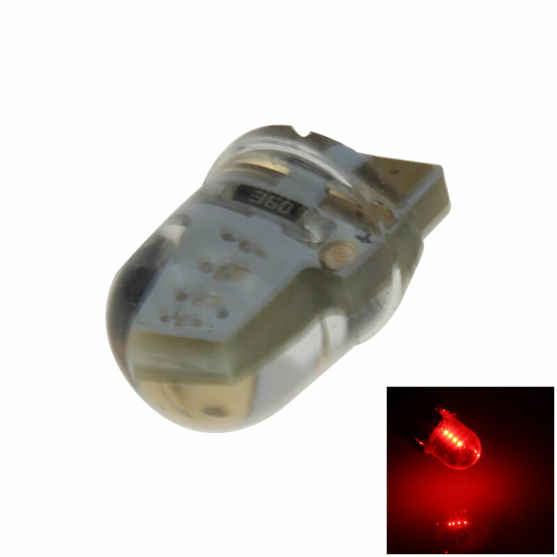 1 bombilla de lectura de luz de esquina roja RV T10 W5W, Gel suave, 10 emisores COB SMD LED 657 1250 1251 Z20404
