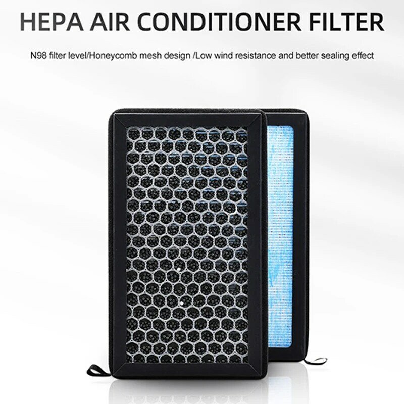 2 sztuk samochodów Hepa filtr powietrza z węglem aktywnym filtr do klimatyzatora Pm2.5 filtr z węglem aktywnym dla Tesla Model3