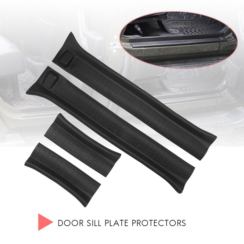 Front Entry Guards Door Sill Plate Protectors for Wrangler JL 2018+ for JT 2018+ ABS Door Threshold Bar Strip