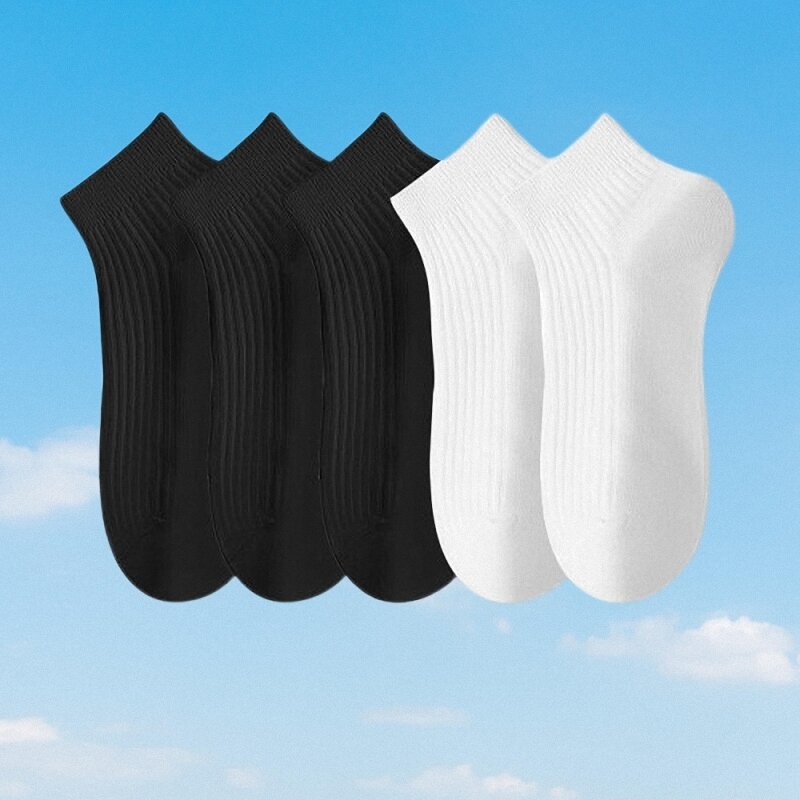 Calcetines tobilleros de algodón para mujer, medias invisibles de alta calidad, absorbentes del sudor, de tubo bajo, 36-42, 5 pares por paquete