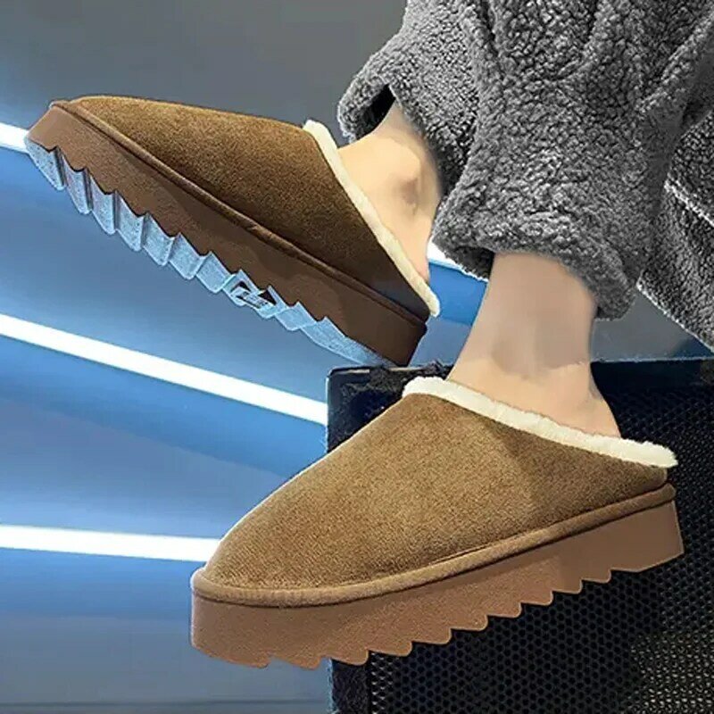 Zapatos de algodón de suela gruesa para hombre, zapatillas informales a la moda, cálidas, suaves, cómodas y resistentes al desgaste