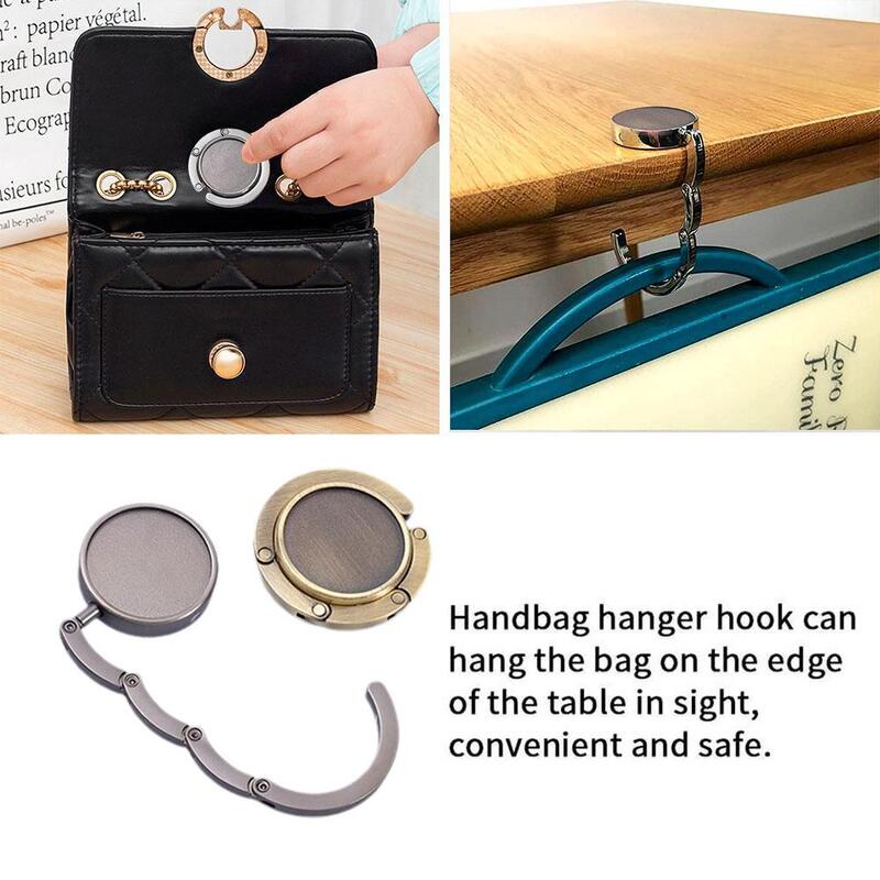 1pcs Portable Fashion Folding Crystal Alloy Purse Handbag Bag Hanger Hook Holder Table Hook Unique Bag Parts Accessories