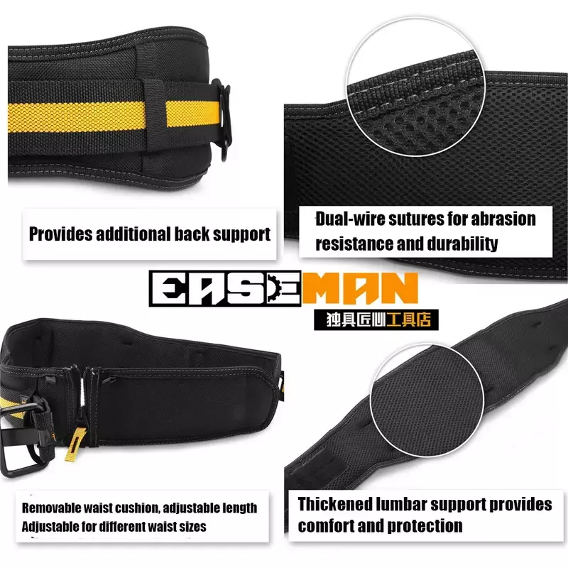 Multi Função Prego Pocket Set, Heavy Work Tool Belt, suspensórios, suporte lombar ajustável, chaves para carpinteiro e eletricista