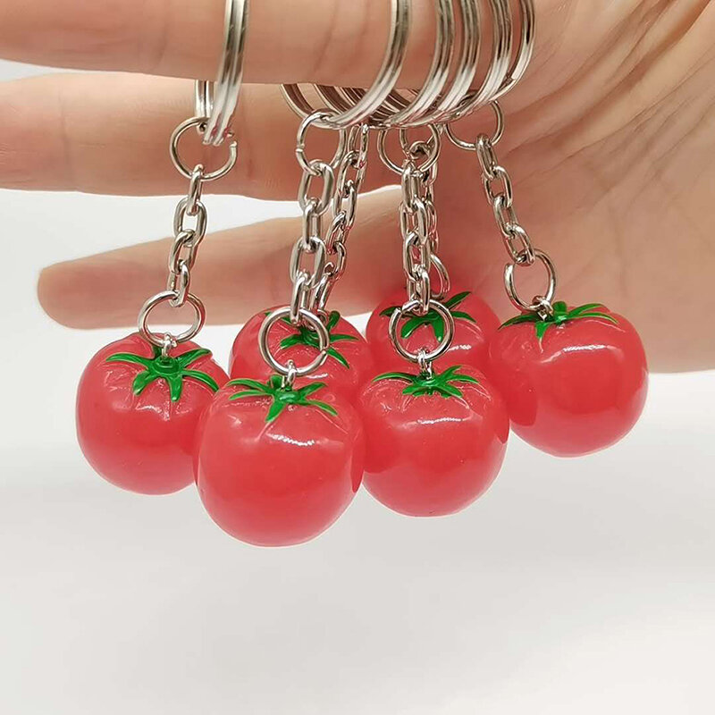 1PCS Creative Simulation Tomato Key Chain Resin Tomato Key Chain Bag Pendant Event Gift