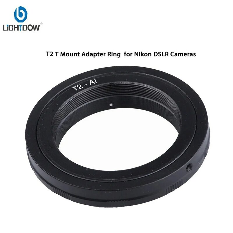Lightdow T2 cincin adaptor T mount, untuk kamera DSLR Nikon D80 D3400 D3100 D750 D7200 D7100 D5500 D5300 D3300 D90 D610