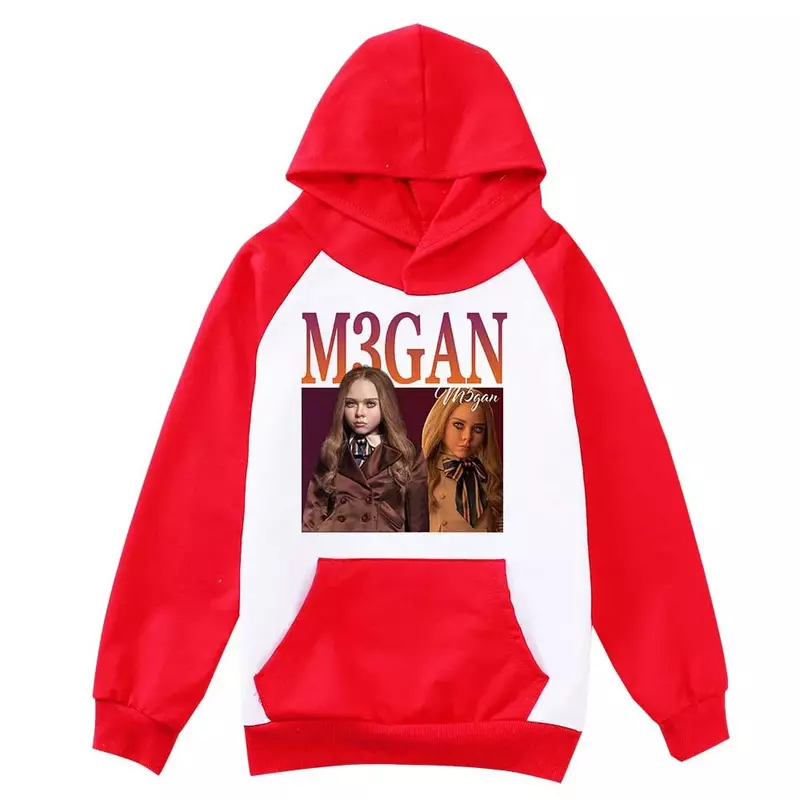 TV Show M3GAN Cosplay Hoodie Kids Fashion Megan Sweatshirt Baby Girls Pocket Hoodies Teen Boys Sweatshirt Children's Outerwear
