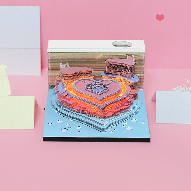 3D Desk Calendar With Lights Fantastic Modeling Love Time Piece Calendar Decoration For Christmas Valentine Day Anniversaries