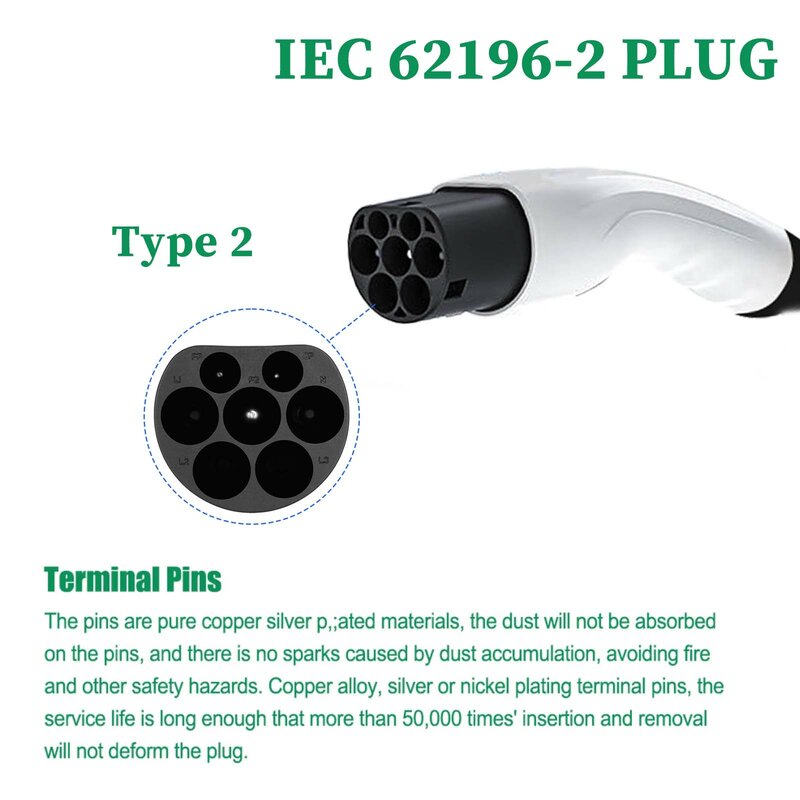 Зарядный кабель EVcharger Type 2-GBT EV, 5 м, 1 фаза, 32 А, 7 кВт, тип электромобиля 2-GB/T для зарядного устройства