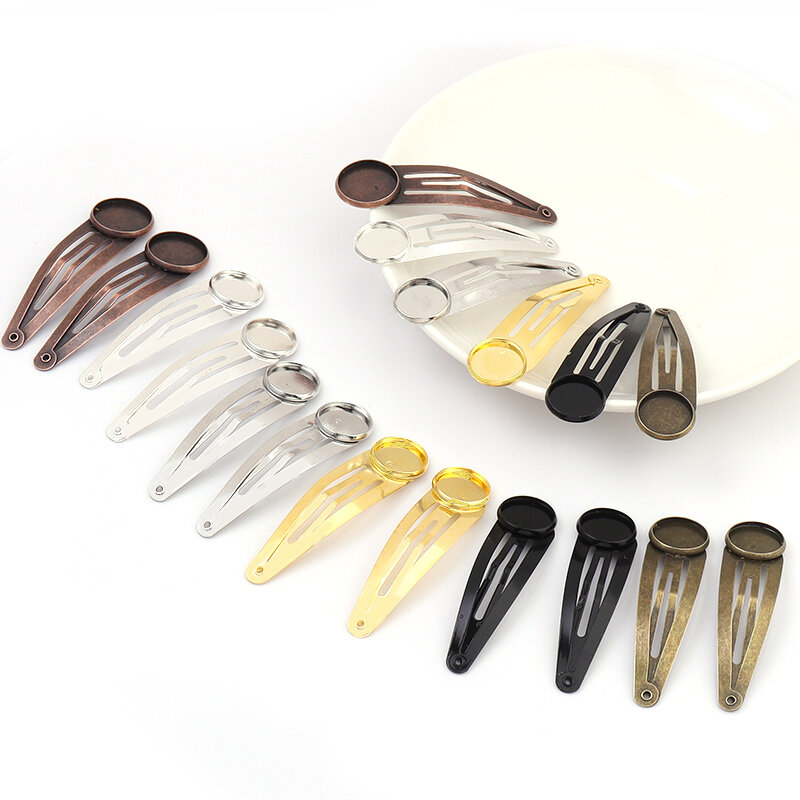 Ferro chapeado metal jacaré grampos de cabelo, DIY Hairpin, acessórios para cocar, 12mm, 14mm, 16mm, 18mm, 20mm, 10Pcs, Lot