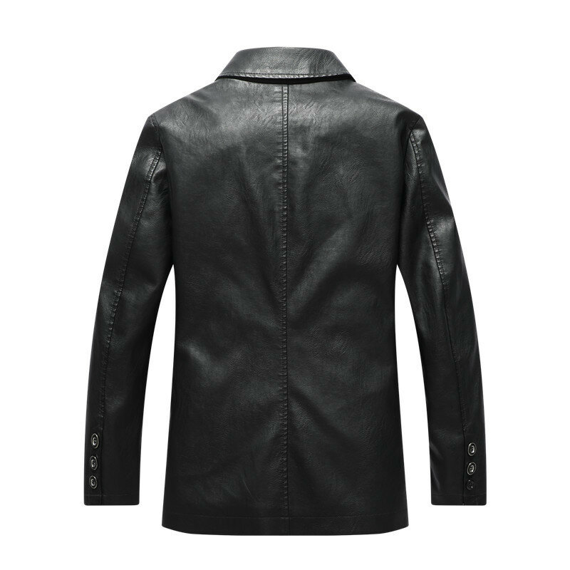 Jaket kulit PU tipis Slim Fit pria, jaket kulit PU, jaket bisnis kulit imitasi ukuran Plus 7XL, mantel Luaran Untuk Pria