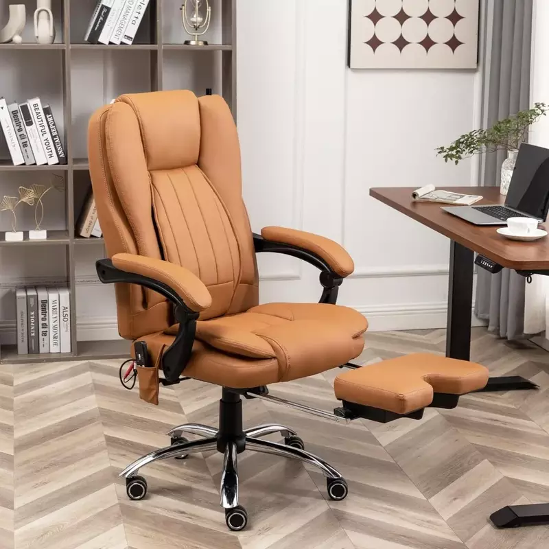 Massage Chair, Office Chair for Learning, Ergonomic Computer Chair with Kneading and Vibration Functions, Orange