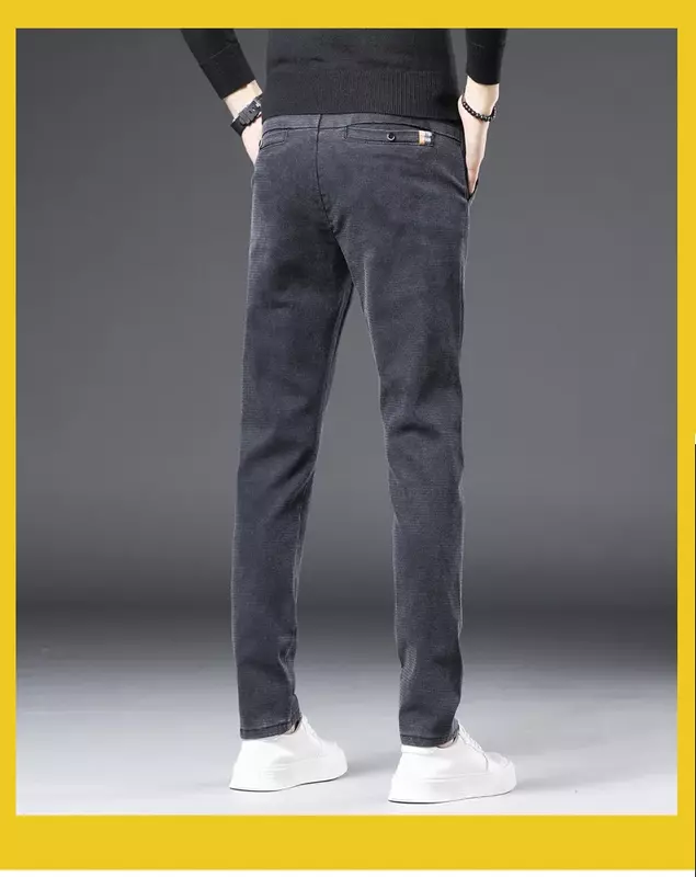 High Quality Corduroy Pants Men Winter New Plus Thick Warm Men's Trousers Grey Straight Long Pants Male Pantalon 36 38