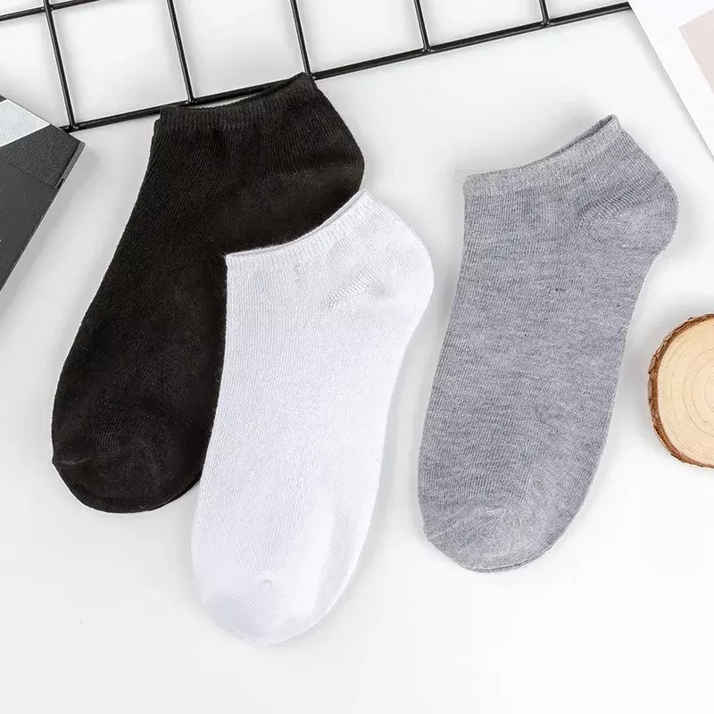 Calcetines tobilleros de algodón para hombre y mujer, calcetín deportivo Invisible, transpirable, Color sólido, negro, blanco y gris, 10 o 5 pares