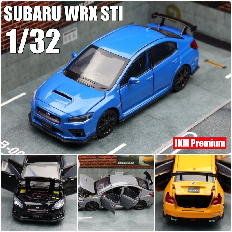 1/32 Subaru STI WRX S207 игрушечный автомобиль, миниатюрная модель JKM, литый под давлением, гоночные строительные двери, открытая коллекция, подарок для мальчика