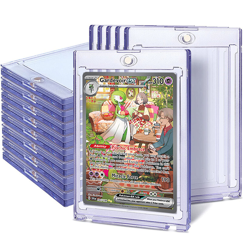 35PT Magnetic Card Holder Pocket Monster Cards Protectors Hard Plastic Sleeves Trading Display Case Baseball Sports Yugioh Card