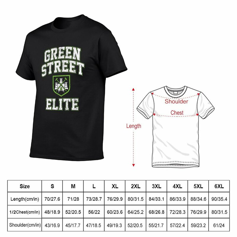 Green Street Elite Black T-shirts para homens, roupas HooStriped, fofas, novas