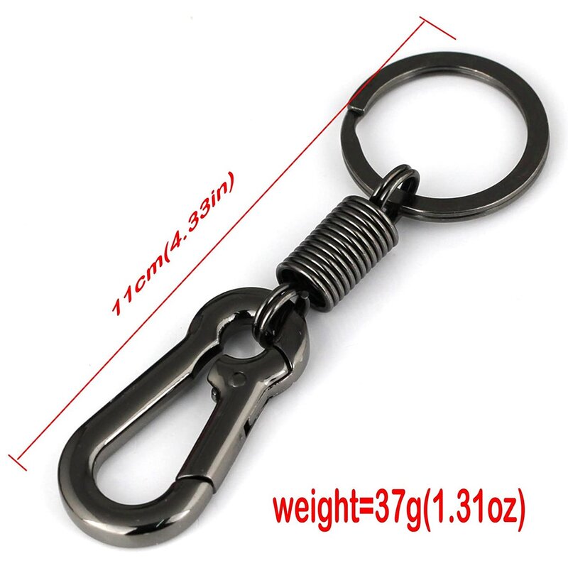 Sturdy Carabiner Key Chain Key Ring Polished Key Chain Spring Key Chain Business Waist Key Chain, Black