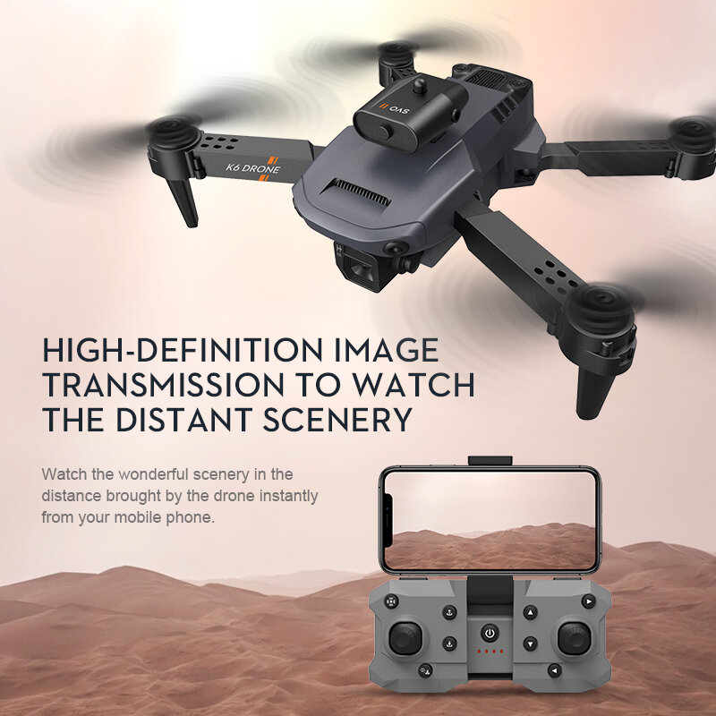 New K6 Mini Drone 10K Dual Camera Wifi FPV 6000M Four Sided Obstacle Avoidance Folding Quadcopter Helicopter Children Gift