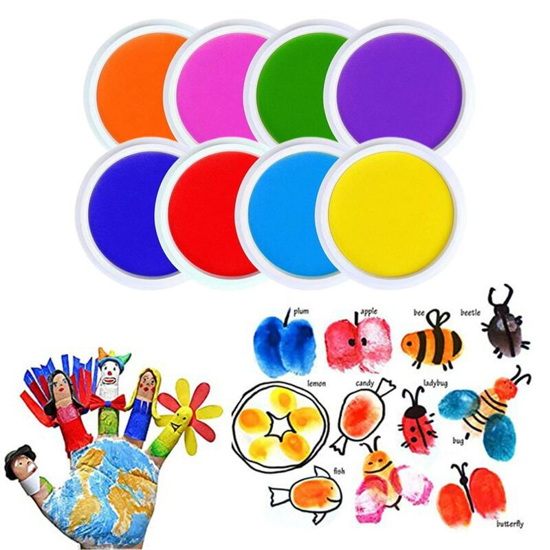 Tampon encreur multicolore arc-en-ciel, rond, vif, pour enseignants en bois, enfants