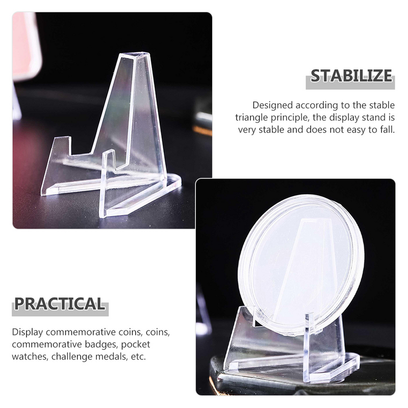 20 Pcs Acrylic Coins Display Stands Tiny Clear Card Display Holders for Small Artworks Pocket Watch Cards Challenge Medals