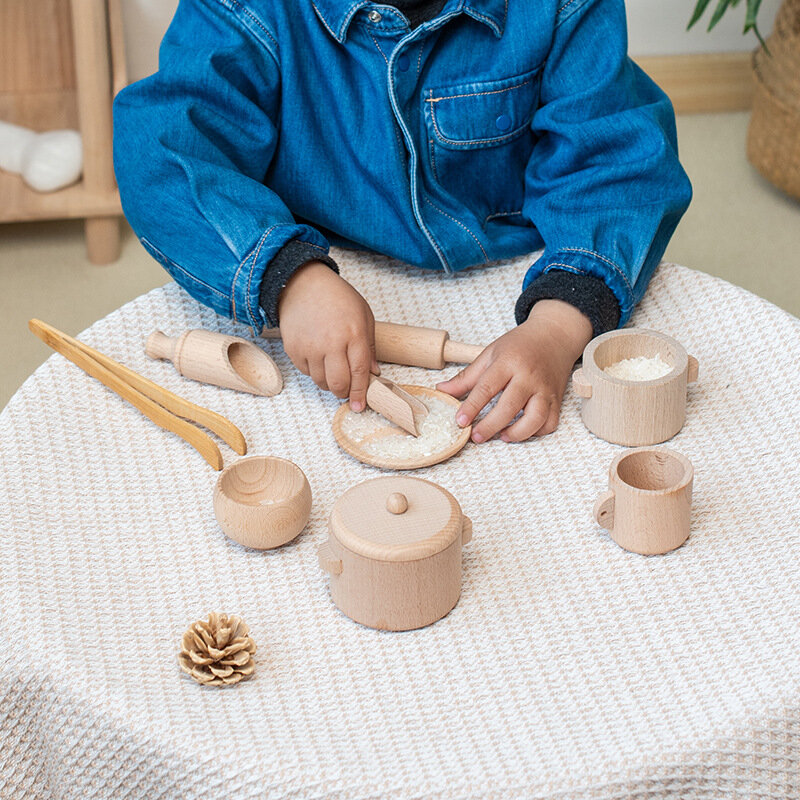 Montessori sensoryczne oświecone Puzzle zestaw zabawek symulowany zestaw do herbaty w kuchni rodzinne doświadczenie edukacyjne wczesne dzieciństwo drewniane zabawki