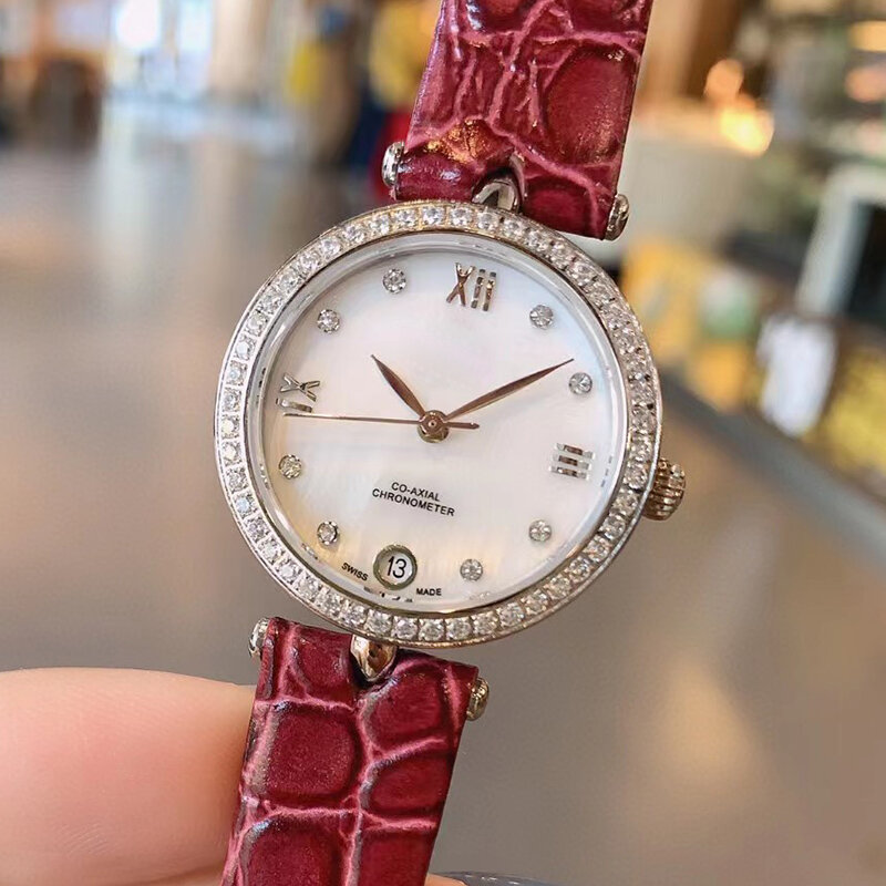 Desainer berlian set casing mother-of-pearl dial biru harta karun kaca jam tangan kuarsa halus 2024 jam tangan fashion mewah wanita