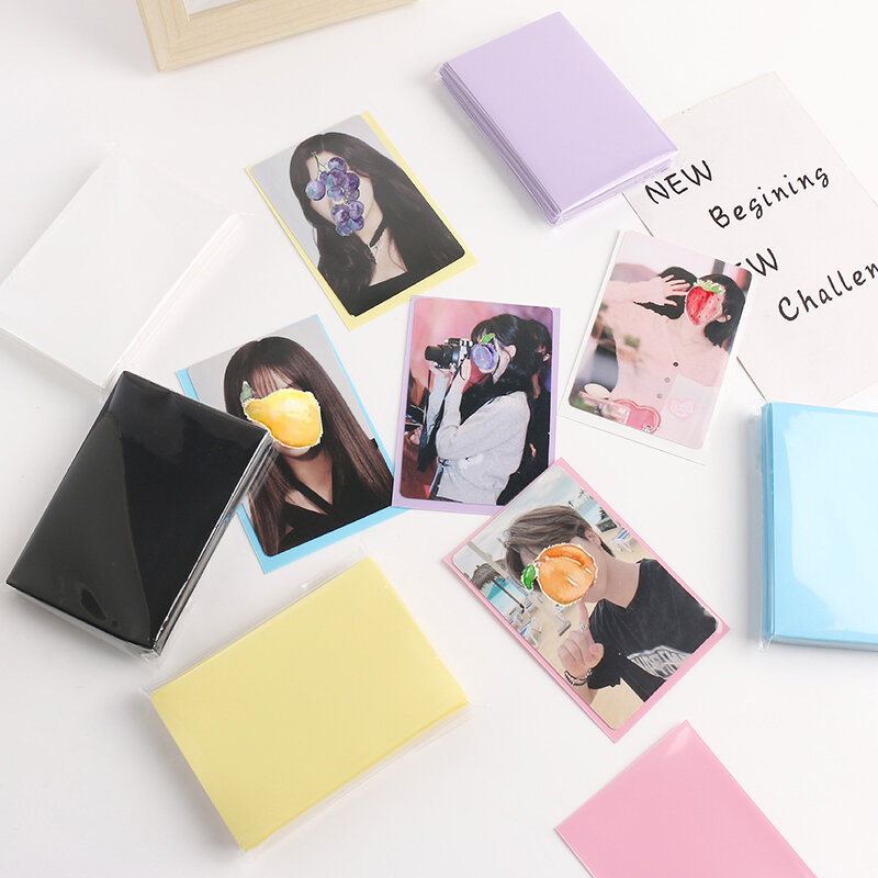 50pcs/pack Ice Cream Color Card Bag Photocard Sleeves Photo Cards Storage Bag PP Frosted Card Film