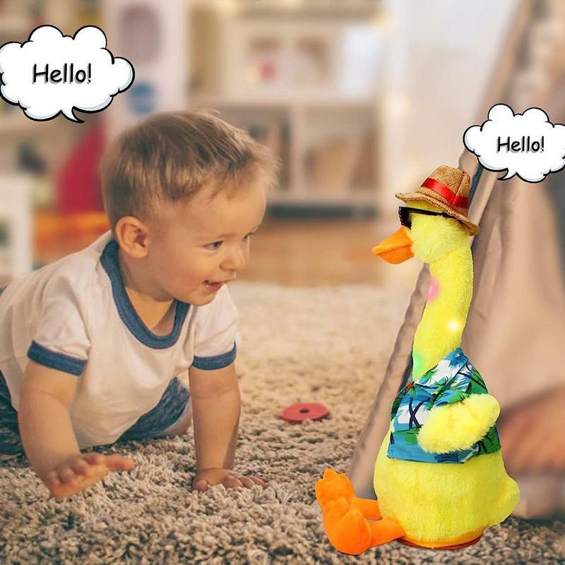 Pato falando repetir brinquedo de pelúcia para crianças, boneca musical recheado, brinquedo educativo, adorável, presente divertido