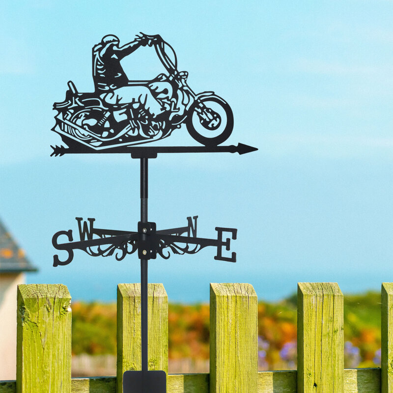Motorcyclis Weathervane силуэт искусство черный металл мотоцикл езды ветровка Открытый Декор сад для крыши двора здания