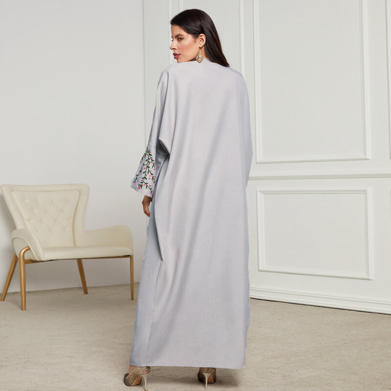 Abaya-Robe musulmane brodée pour femmes, kimono pour Ramadan, Eid, Dubaï, Turquie, Islam, Kaftan modeste