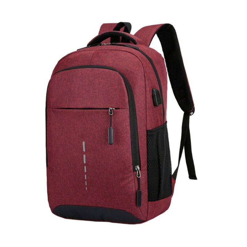 Business-Rucksack, Reise-Tagesrucksack für 15,6-Zoll-Laptop, Arbeit, College-Rucksack mit USB-Anschluss, reflektierende Streifen