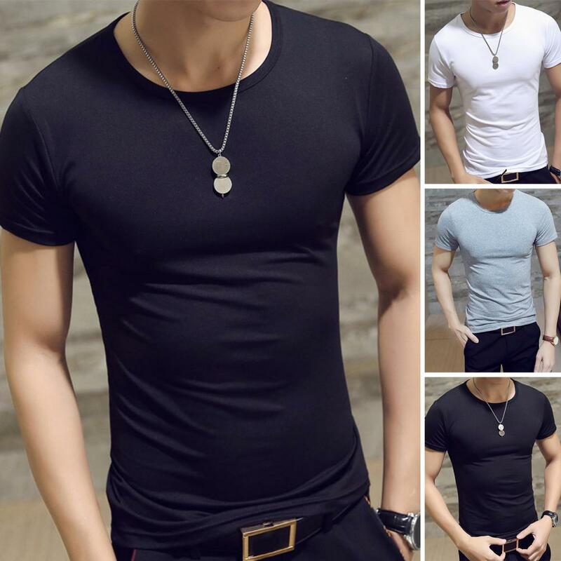 Camiseta de manga corta con cuello en V para hombre, ropa de calle delgada, Color sólido, Verano