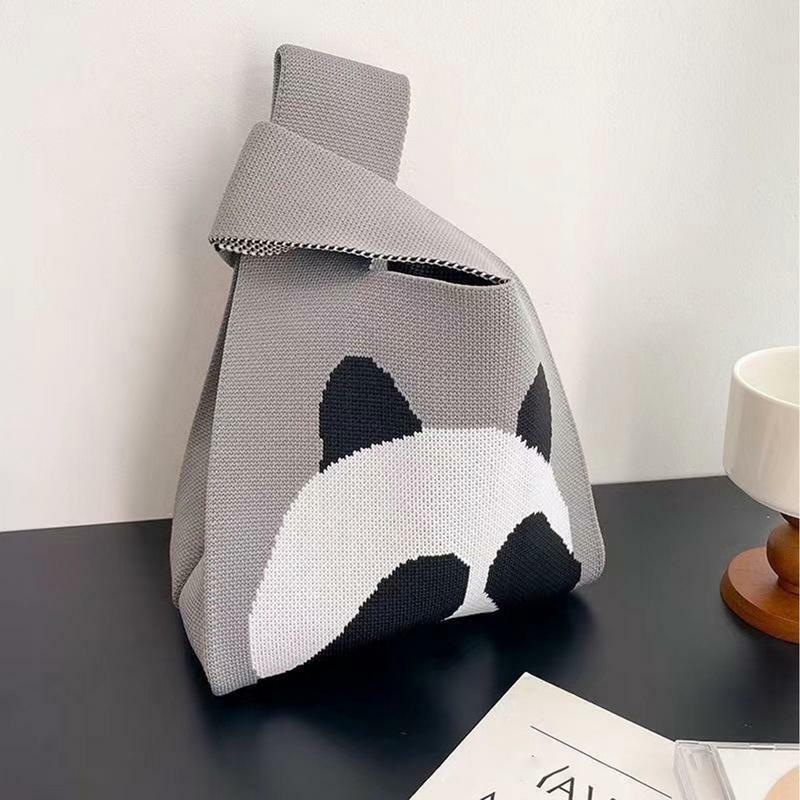 Shoulder Bag Women's Crossbody Tote Bags Handwoven Panda Print Waterproof Oxford Cloth Large Capacity For School Picnic Outdoor