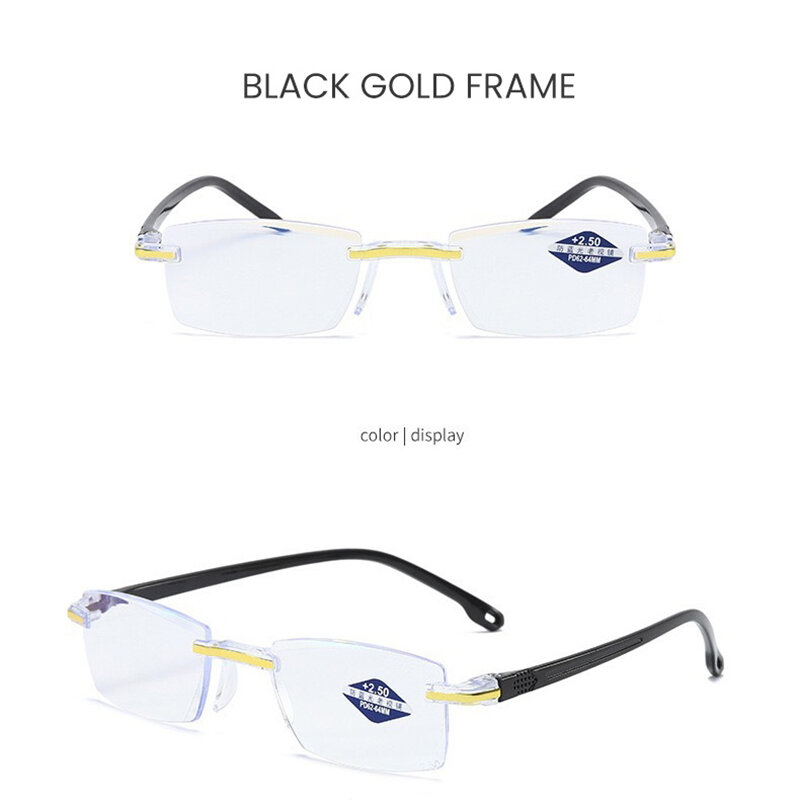 멀리 볼 때 사용하는 안경이며, 노안 용 안경은 노안에 효과적입니다. 파란 빛 차단 안경은 무테 스마트 안경으로, 가장자리가 절단된 유형입니다.