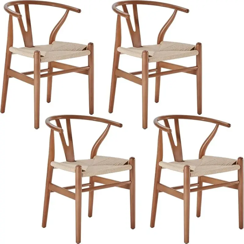 Cadeiras de madeira Wishbone sala de jantar, totalmente montado, design ergonômico, simples e elegante, moderno para casa de praia, meados do século