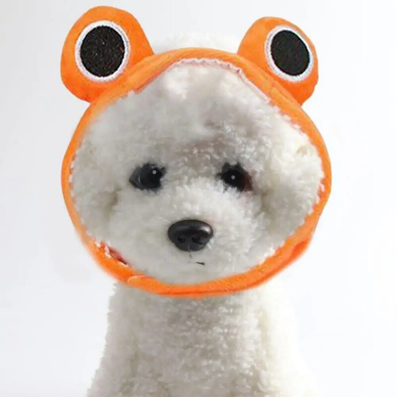 Adjustable Pet Hat Plush Frog Pet Headgear Set for Parties Cosplay Novelty Hat Fastener Tape Fashion for Dogs for Holiday