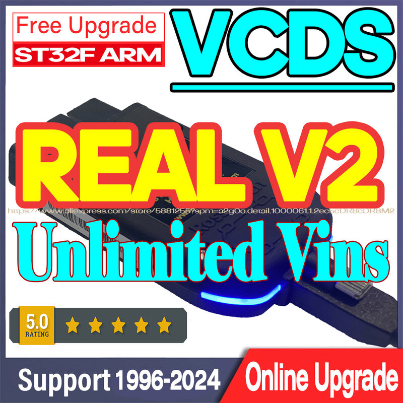 Ilimitado VINs VCDS codificação diagnóstica, interface de hardware para VW, Audi, Skoda, Seat, Real V2, VAG COM, HEX V2, mais novo, 2022