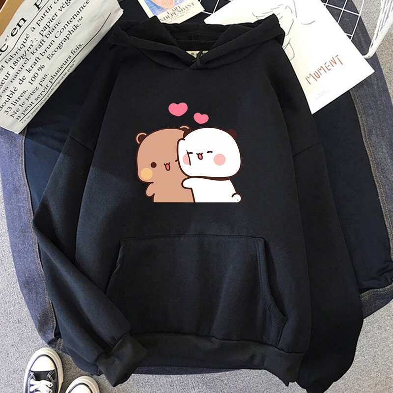 การ์ตูน Panda Bear Bubu และ Dudu Hoodie ผู้หญิง/ชายเสื้อ Kawaii พิมพ์ Harajuku Ulzzang เสื้อกันหนาว O-Neck หญิง Harajuku Unisex