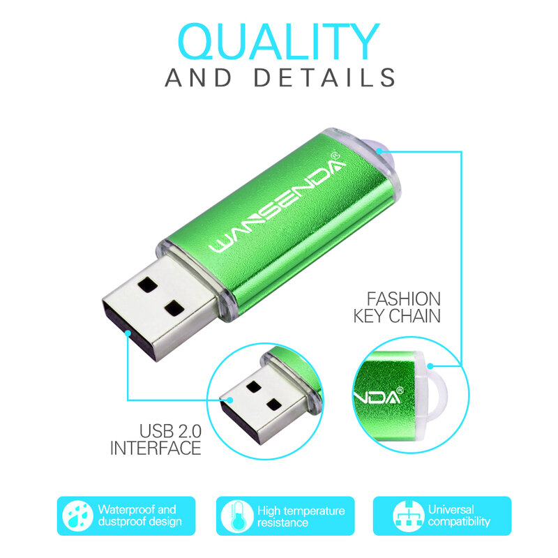 WANSENDA Metal USB Flash Drive Mini Pen Drive 8GB 16GB 32GB 64GB 128G 256GB Pendrive Real Capacity USB Memory Stick