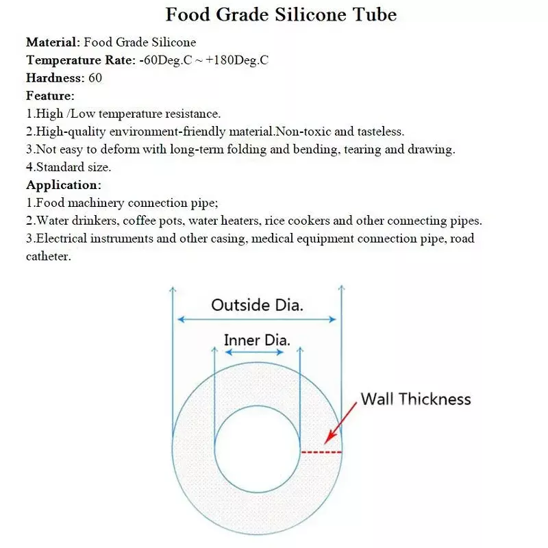 Manguera de goma de silicona transparente de grado alimenticio, tubo de silicona no tóxico Flexible, ID 0,5, 1, 2, 3, 4, 5, 6, 7, 8, 9, 10, 12mm, O.D, 1/5/10M