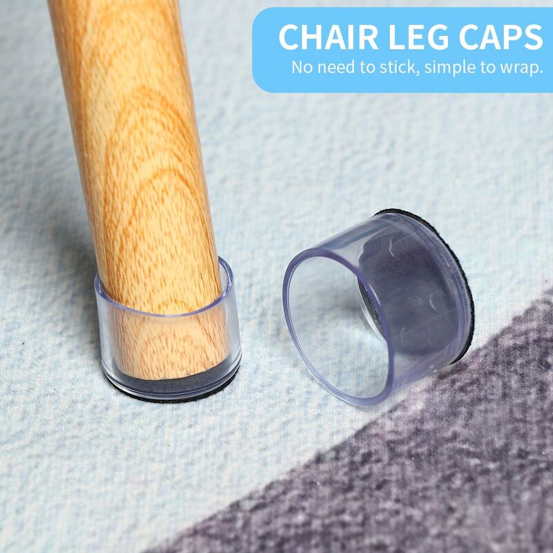 4pcs/set Silicone Chair Leg Caps Pads With Felt Non-Slip Furniture Feet Covers PVC Caps Foot Cover Non-slip Floor Protector Pads
