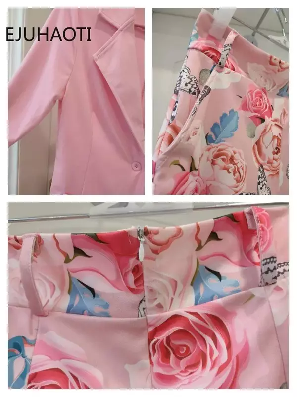 Conjuntos casuais de vestido de duas peças estampado feminino, blazer feminino, blazer pequeno, shorts, primavera, verão, nova moda, 2022