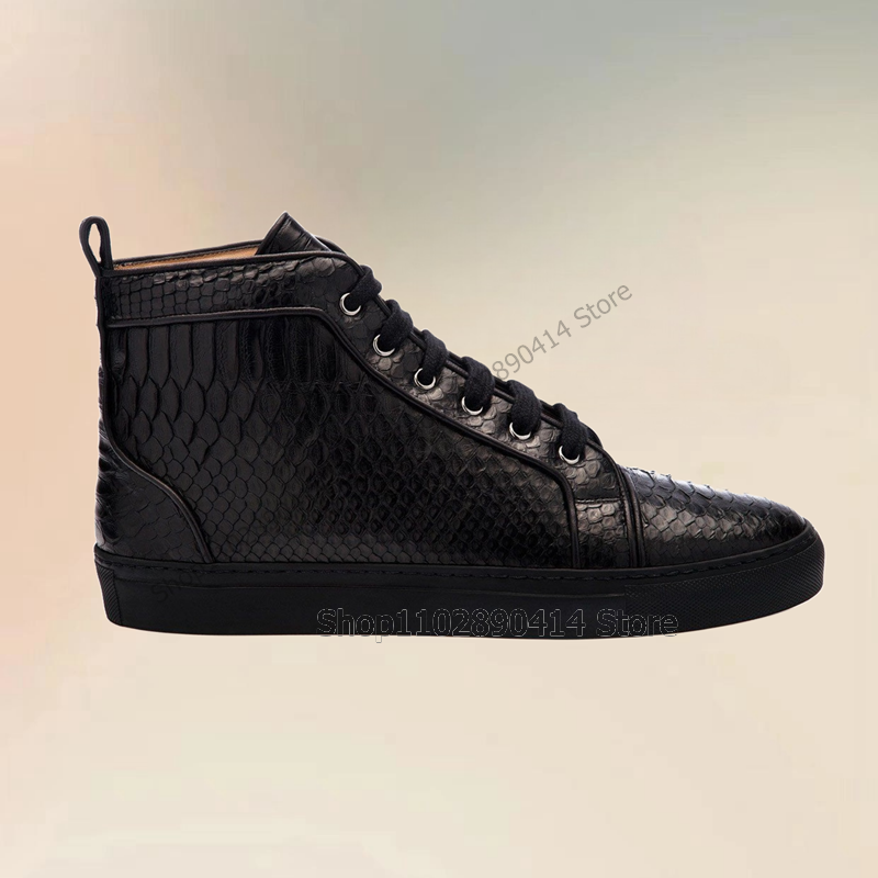 Black Alligator Print Cross Tied Men Sneakers Fashion Lace Up Men Shoes Luxurious Handmade Party Banquet Office Men Casual Shoes
