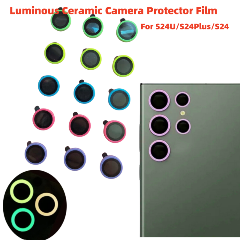 Luminous Lens Protector for Samsung Galaxy S24Ultra S24 Plus Ceramic Ring Tempered Glass Camera Cover on galaxy s24ultra
